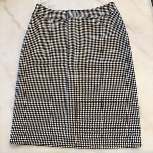 Brooks Brothers Houndstooth Pencil Skirt Tan Brown Wool Blend  Size 10 lined